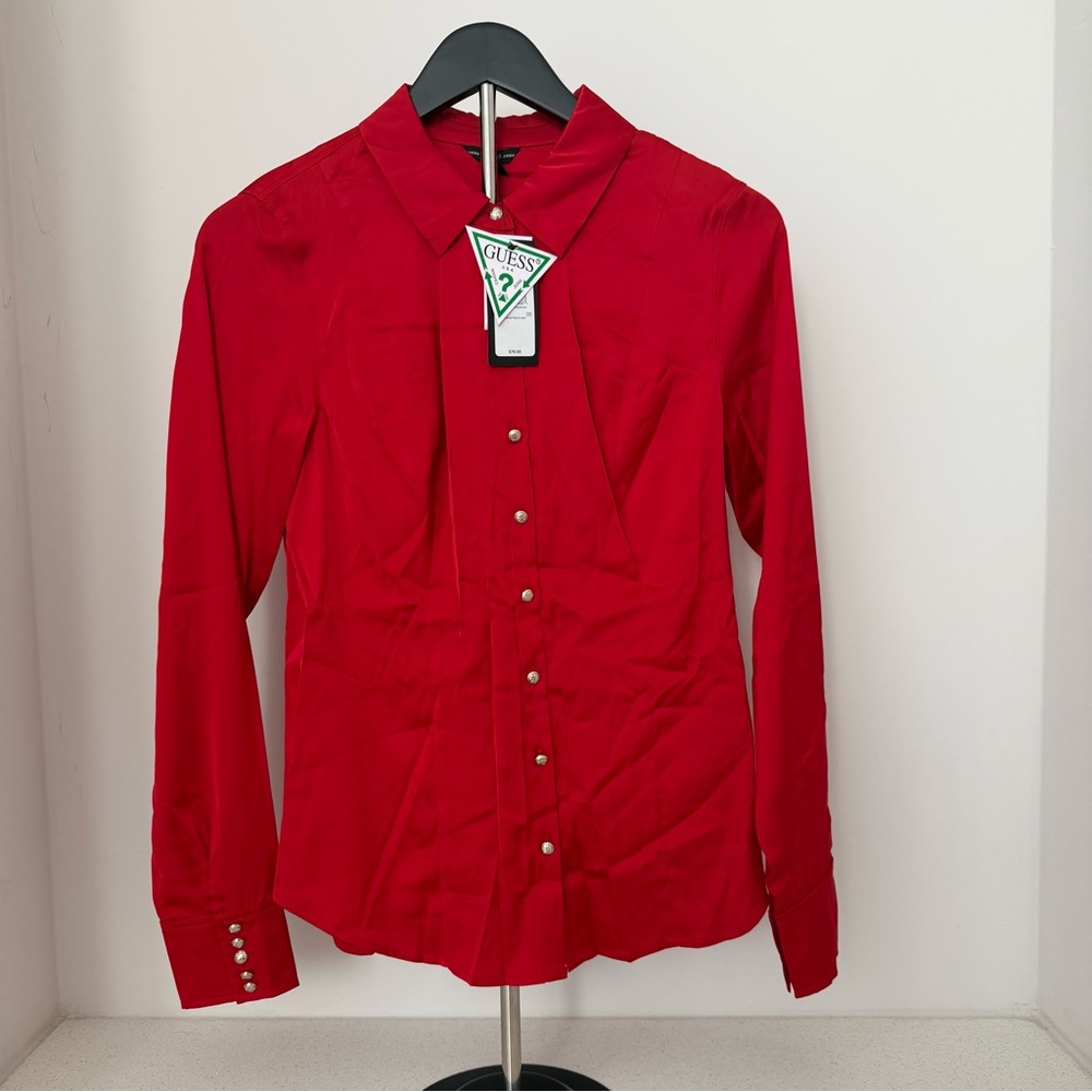 Guess Red Button-Up Shirt women’s